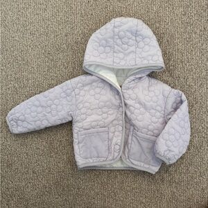 Lilac Quilted Floral Hooded Jacket - 12 months